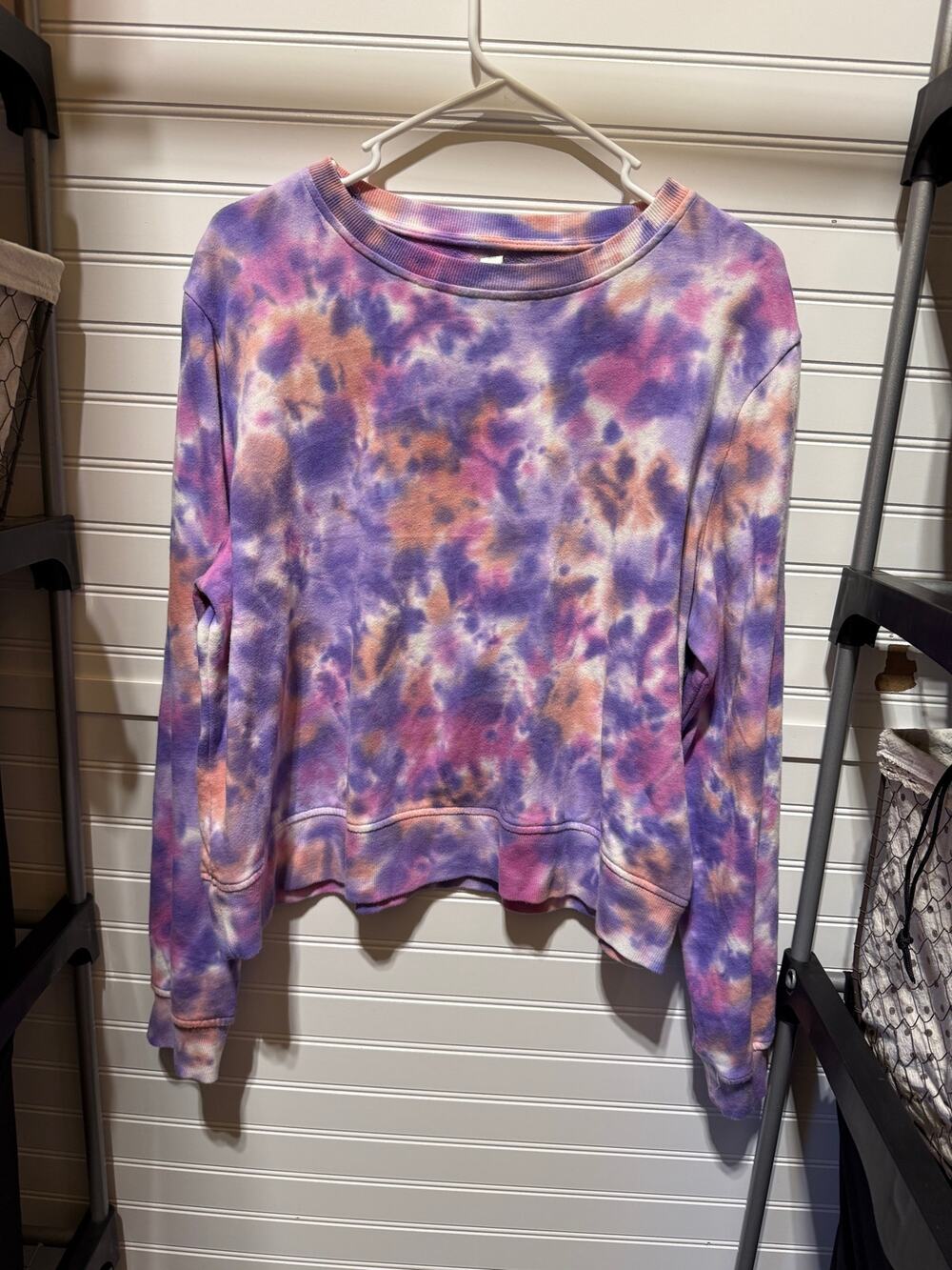 Elizabeth and James Purple Tie Dye Crewneck Sweatshirt Size L